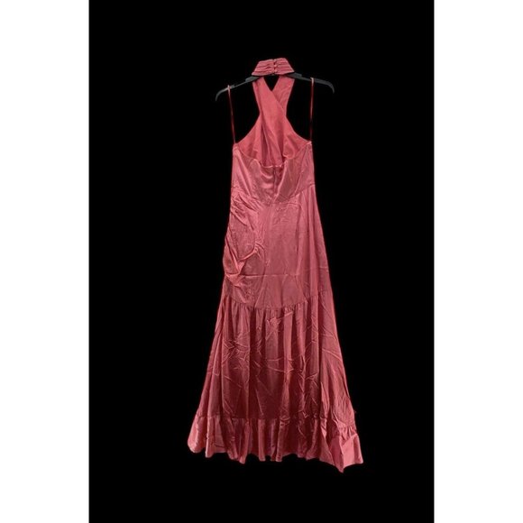 Cinq a Sept Sz 2 Dress Arianna Pink Candy Silk Satin Halter Hi Low Gown New NWT - Picture 5 of 11